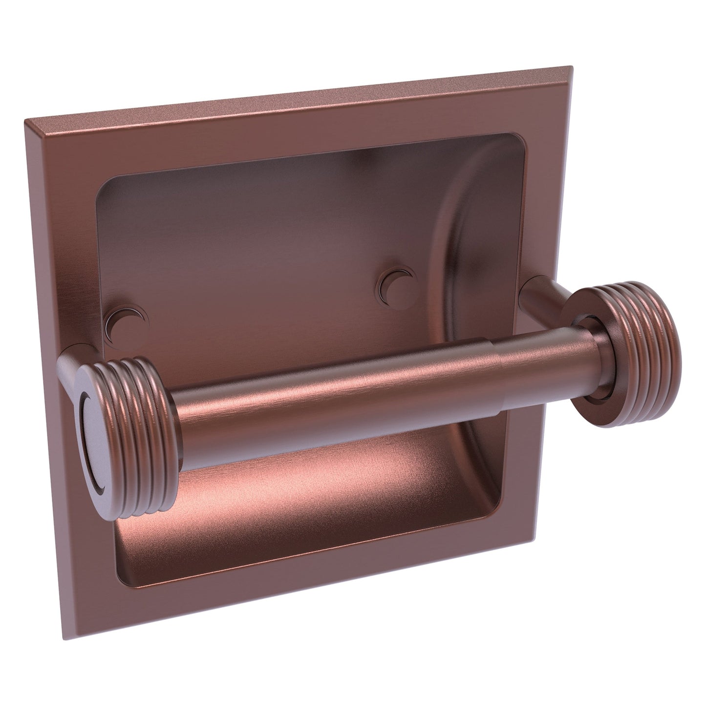 Allied Brass Skyline 2024-CG 6.3" x 6.1" Antique Copper Solid Brass Recessed Toilet Tissue Holder With Grooved Accents