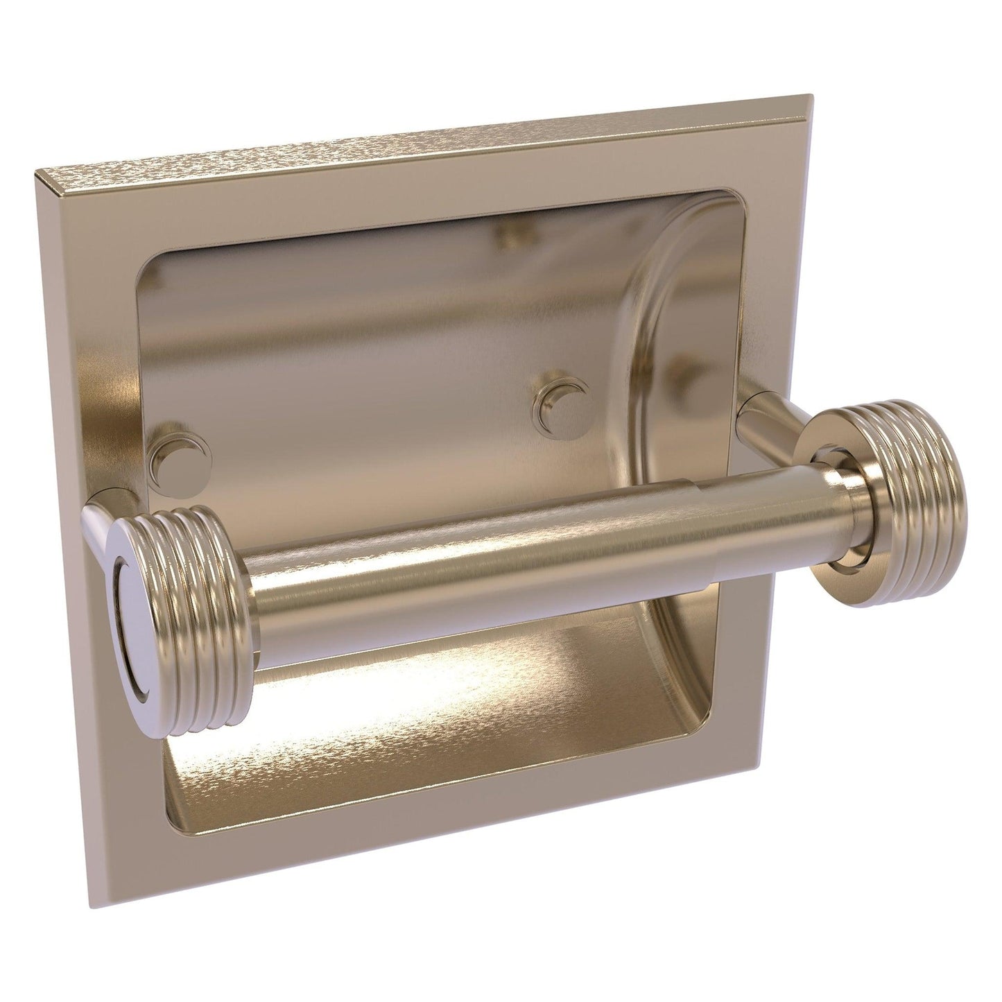 Allied Brass Skyline 2024-CG 6.3" x 6.1" Antique Pewter Solid Brass Recessed Toilet Tissue Holder With Grooved Accents