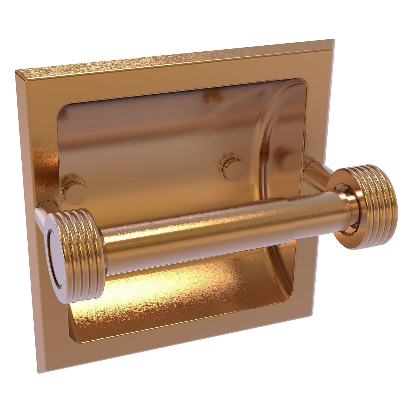 Allied Brass Skyline 2024-CG 6.3" x 6.1" Brushed Bronze Solid Brass Recessed Toilet Tissue Holder With Grooved Accents