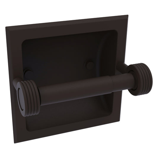Allied Brass Skyline 2024-CG 6.3" x 6.1" Oil Rubbed Bronze Solid Brass Recessed Toilet Tissue Holder With Grooved Accents