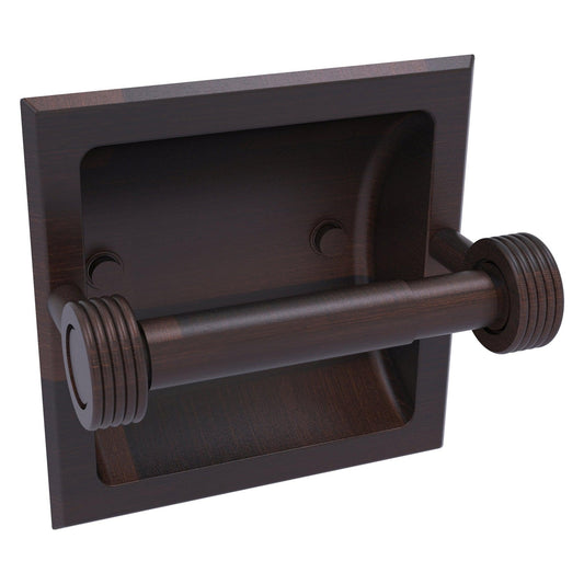 Allied Brass Skyline 2024-CG 6.3" x 6.1" Venetian Bronze Solid Brass Recessed Toilet Tissue Holder With Grooved Accents