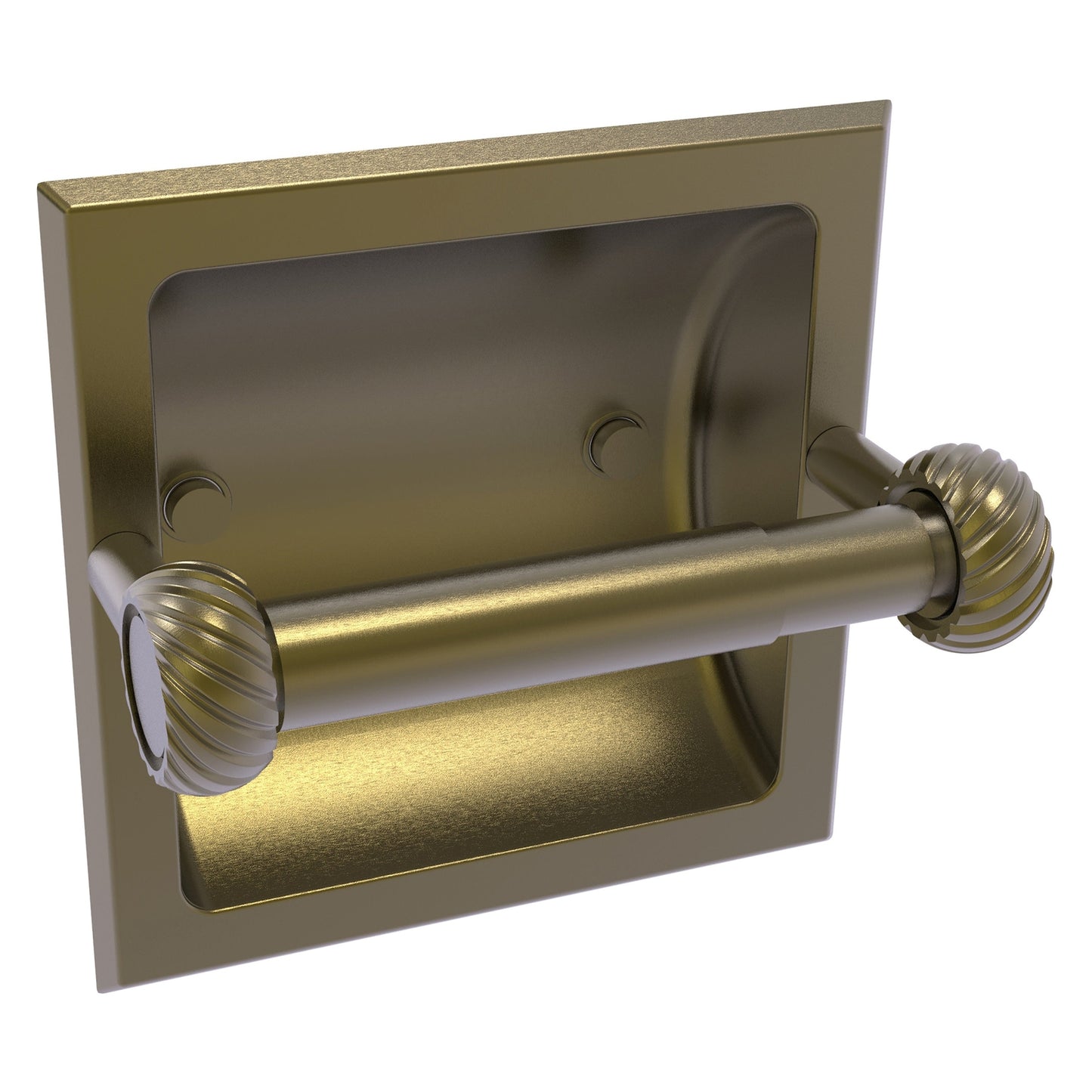 Allied Brass Skyline 2024-CT 6.3" x 6.1" Antique Brass Solid Brass Recessed Toilet Tissue Holder With Twisted Accents