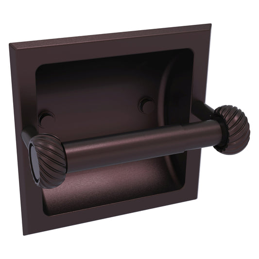 Allied Brass Skyline 2024-CT 6.3" x 6.1" Antique Bronze Solid Brass Recessed Toilet Tissue Holder With Twisted Accents