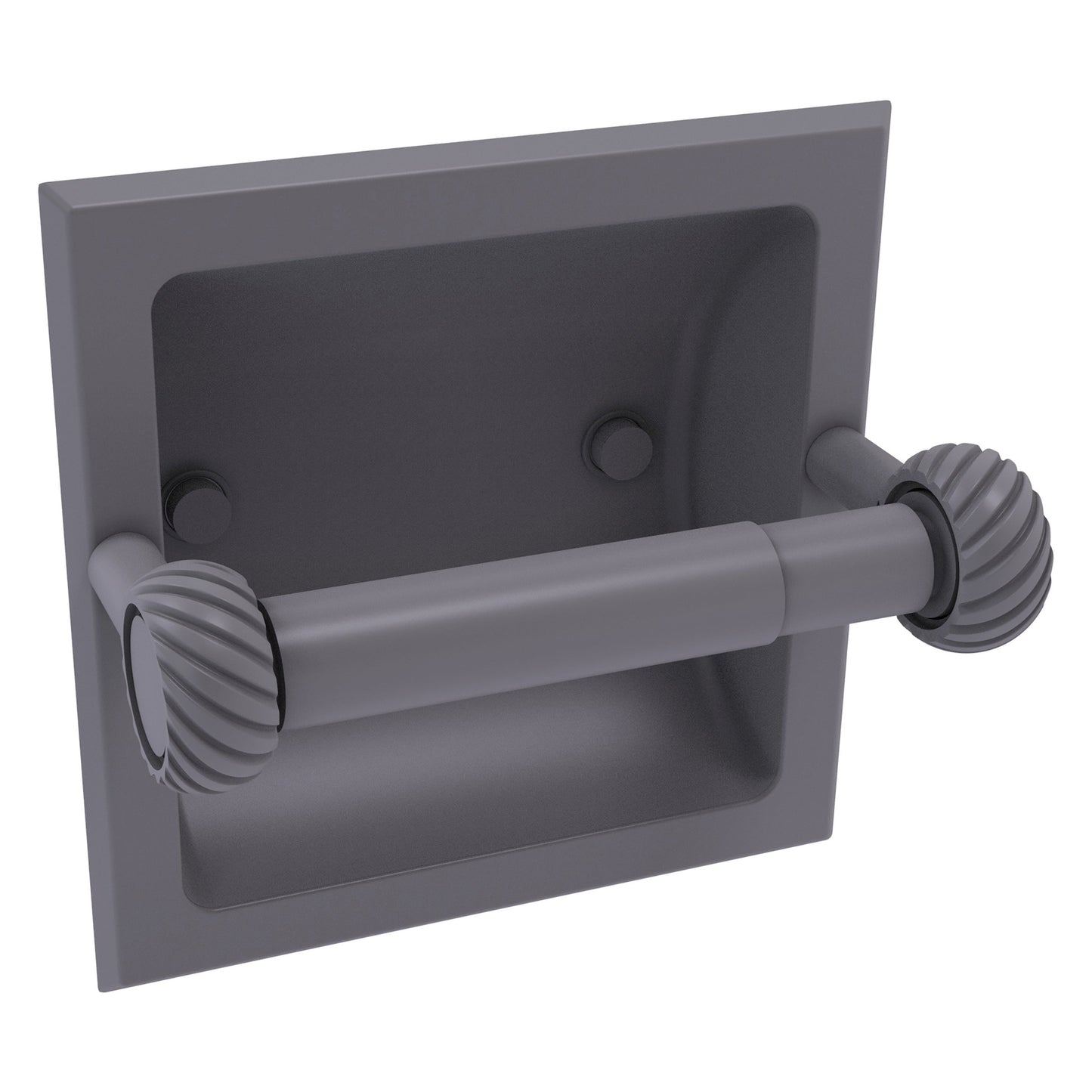 Allied Brass Skyline 2024-CT 6.3" x 6.1" Matte Gray Solid Brass Recessed Toilet Tissue Holder With Twisted Accents