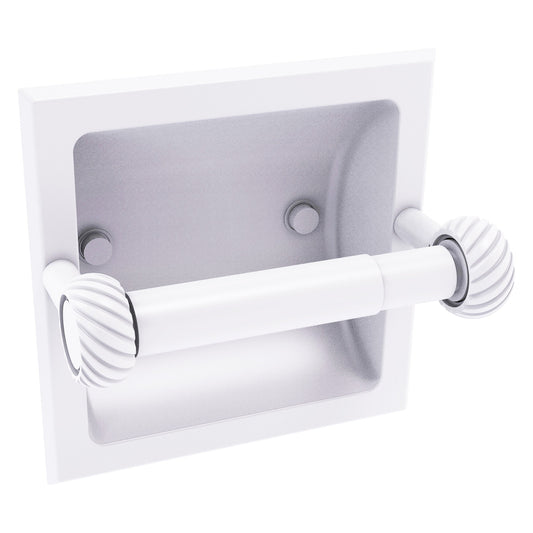 Allied Brass Skyline 2024-CT 6.3" x 6.1" Matte White Solid Brass Recessed Toilet Tissue Holder With Twisted Accents