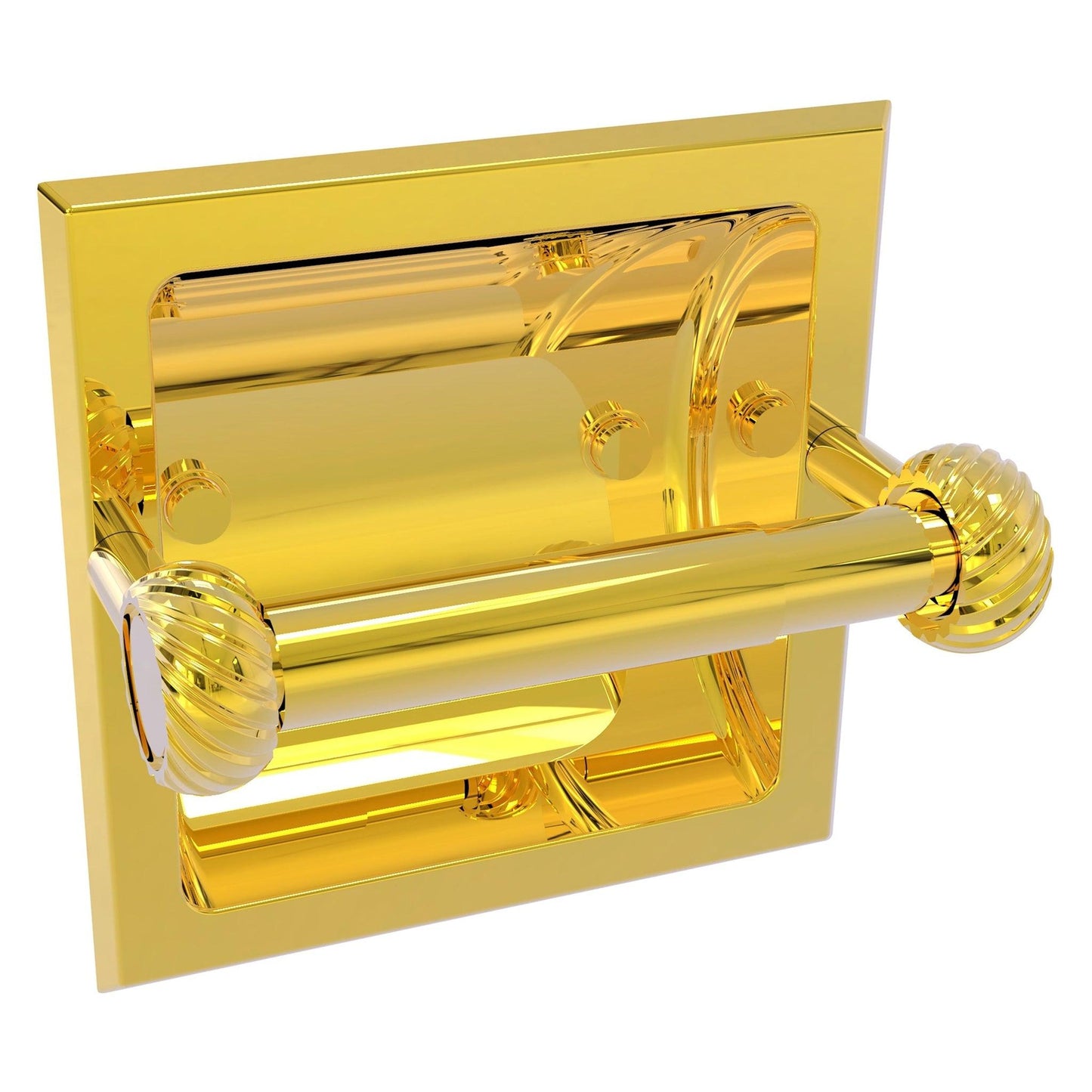Allied Brass Skyline 2024-CT 6.3" x 6.1" Polished Brass Solid Brass Recessed Toilet Tissue Holder With Twisted Accents