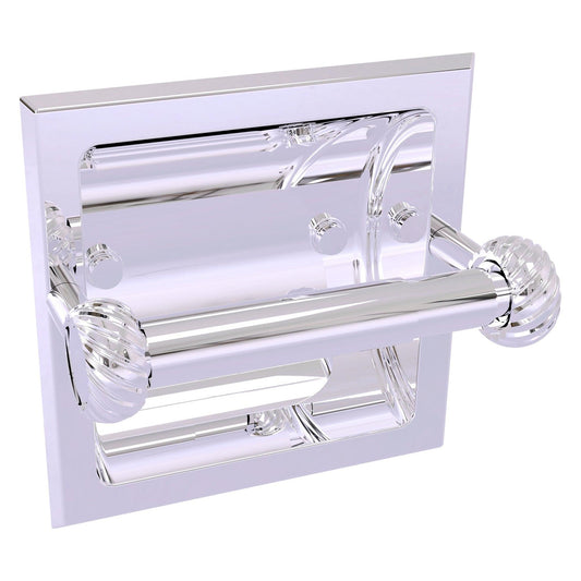 Allied Brass Skyline 2024-CT 6.3" x 6.1" Polished Chrome Solid Brass Recessed Toilet Tissue Holder With Twisted Accents