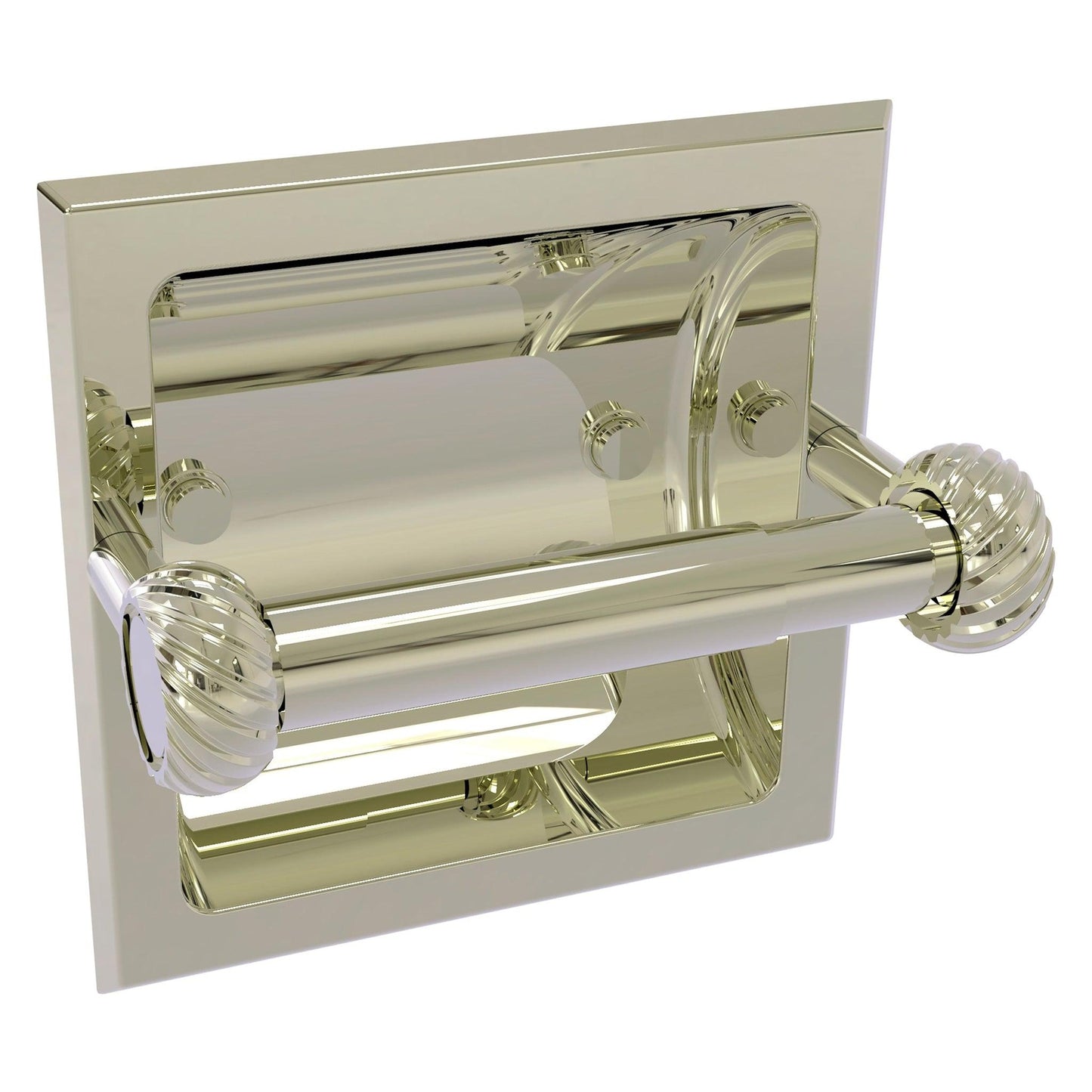 Allied Brass Skyline 2024-CT 6.3" x 6.1" Polished Nickel Solid Brass Recessed Toilet Tissue Holder With Twisted Accents
