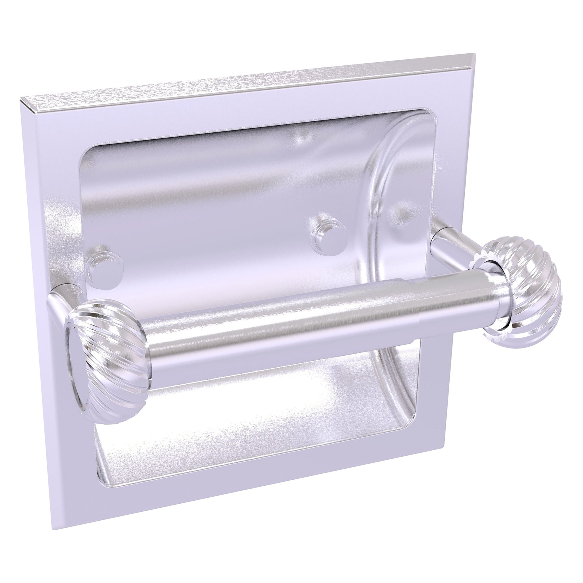 Allied Brass Skyline 2024-CT 6.3" x 6.1" Satin Chrome Solid Brass Recessed Toilet Tissue Holder With Twisted Accents