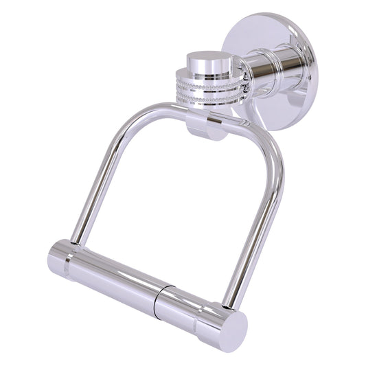 Allied Brass Skyline 2024D 5.5" x 5" Polished Chrome Solid Brass 2-Post Toilet Tissue Holder With Dotted Accents