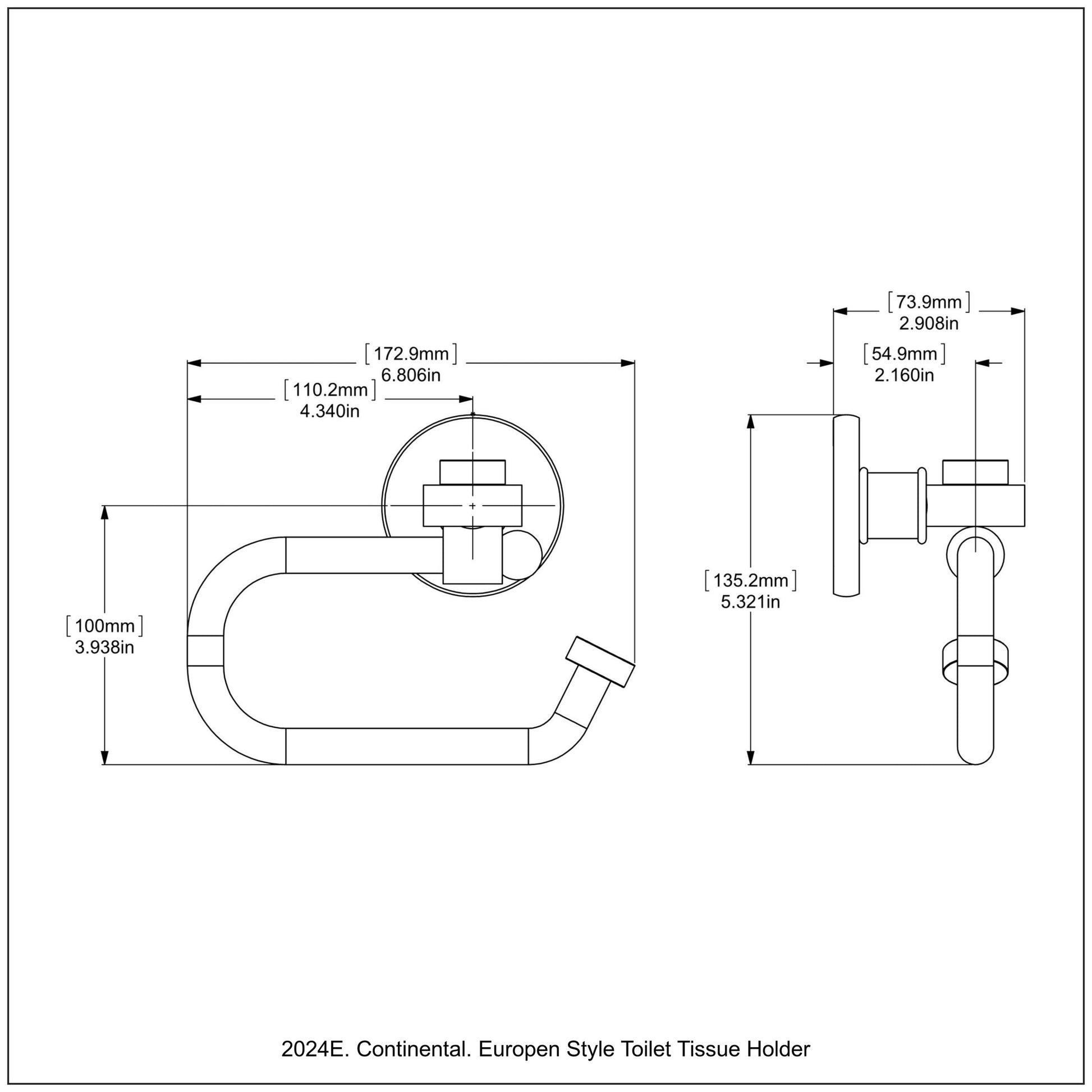 Allied Brass Skyline 2024E 6.8" x 7" Matte White Solid Brass European-Style Toilet Tissue Holder