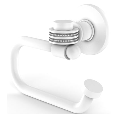 Allied Brass Skyline 2024ED 6.8" x 7" Matte White Solid Brass European-Style Toilet Tissue Holder With Dotted Accents