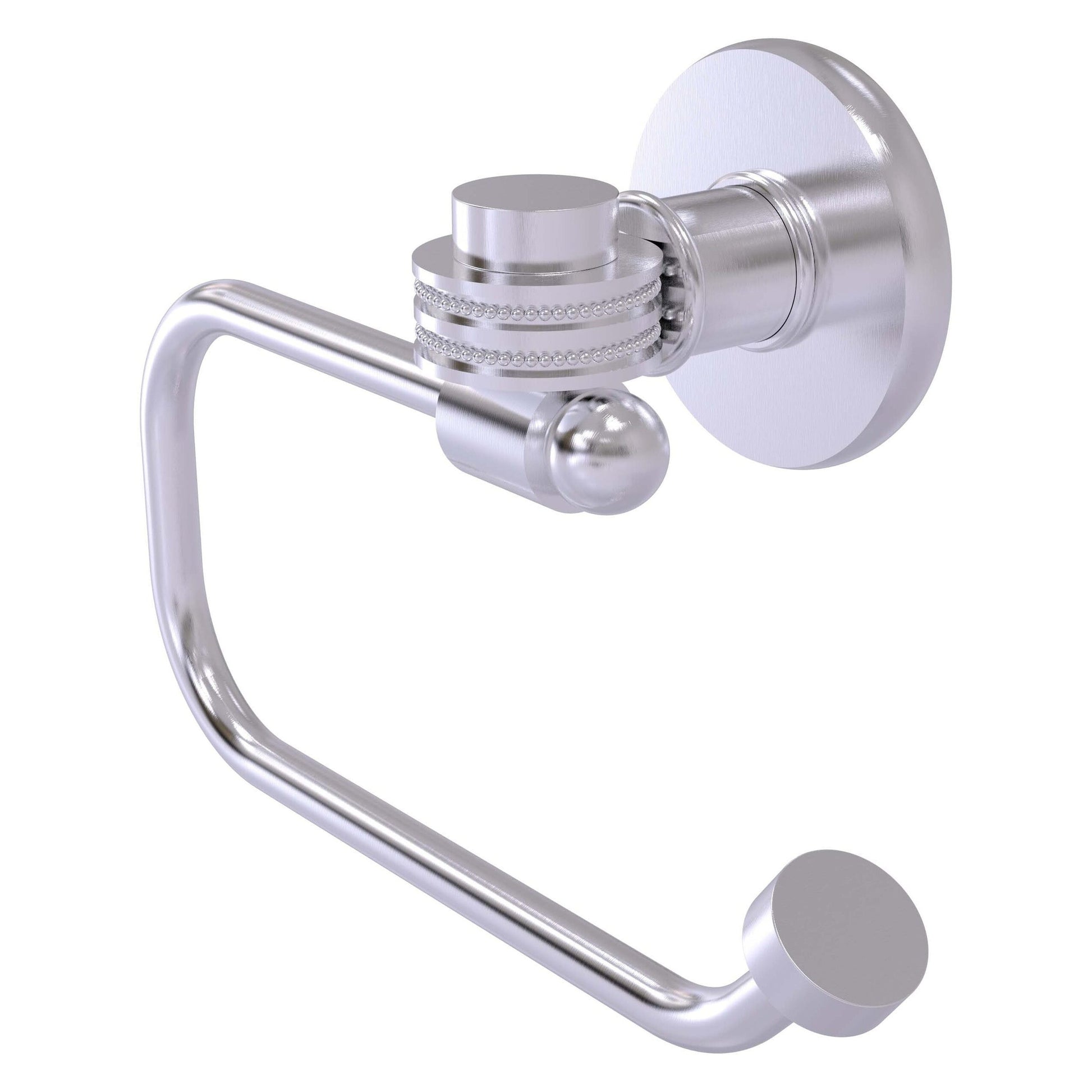 Allied Brass Skyline 2024ED 6.8" x 7" Satin Chrome Solid Brass European-Style Toilet Tissue Holder With Dotted Accents