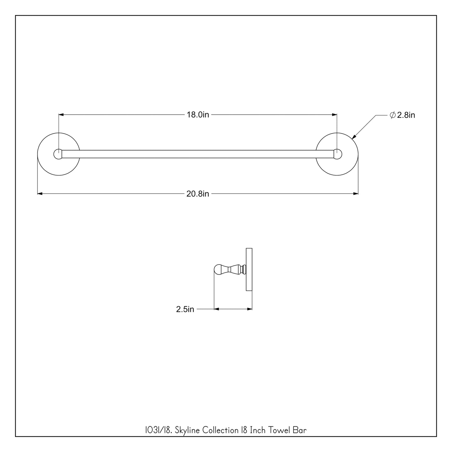 Allied Brass Skyline 20.5" Antique Copper Solid Brass Towel Bar