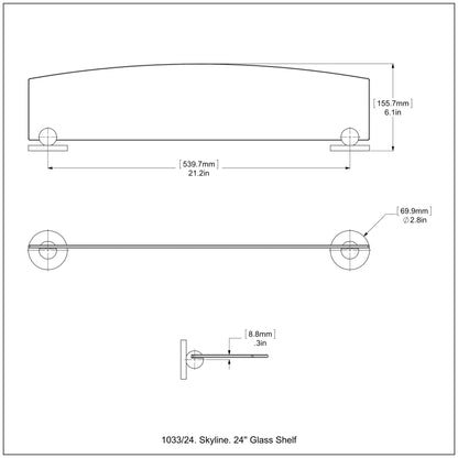 Allied Brass Skyline 24" x 5" Brushed Bronze Solid Brass Glass Shelf