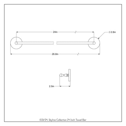 Allied Brass Skyline 26.5" Antique Bronze Solid Brass Towel Bar