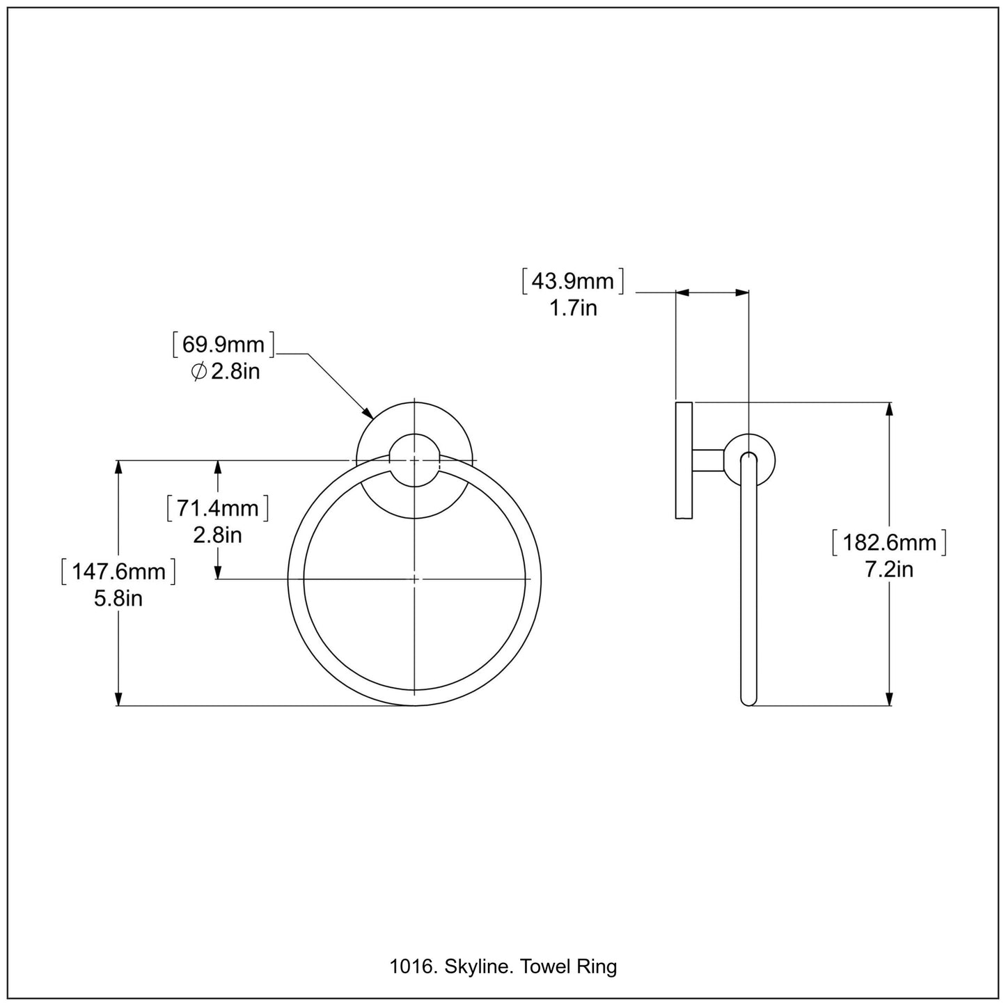 Allied Brass Skyline 6" Matte White Solid Brass Towel Ring