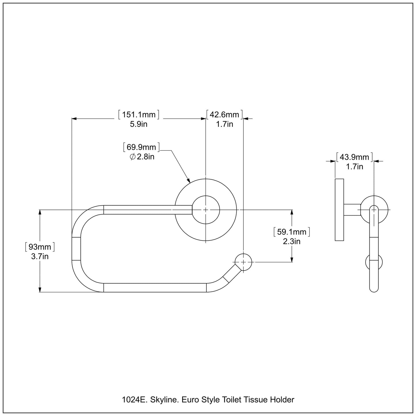 Allied Brass Skyline 8" x 7" Satin Nickel Solid Brass Toilet Paper Holder