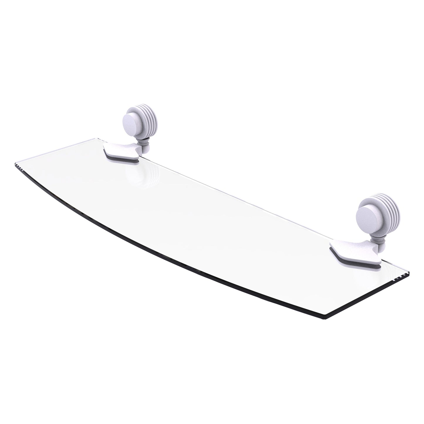 Allied Brass Venus 18" x 5" Matte White Solid Brass Glass Shelf With Grooved Accents