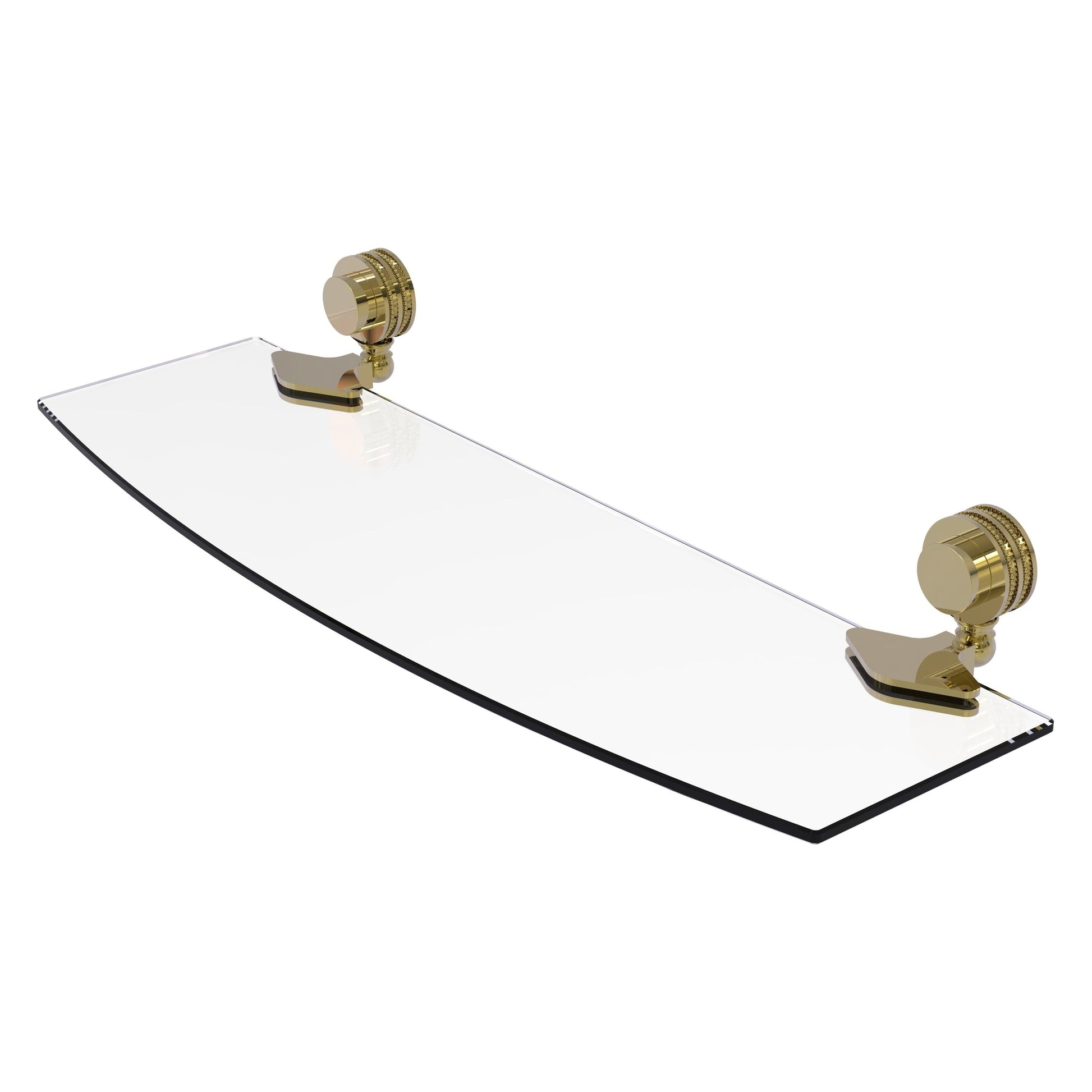 Allied Brass Venus 18" x 5" Unlacquered Brass Solid Brass Glass Shelf With Dotted Accents