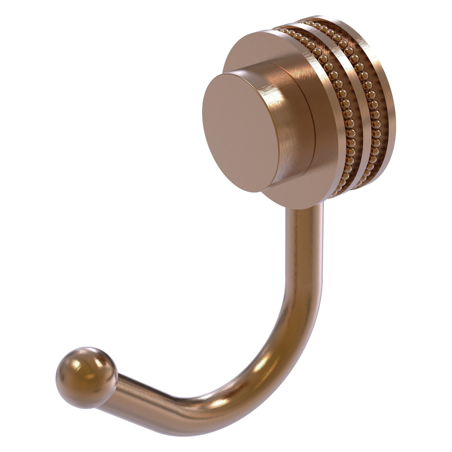 Allied Brass Venus 1.5" x 2.83" Brushed Bronze Solid Brass Robe Hook With Dotted Accents