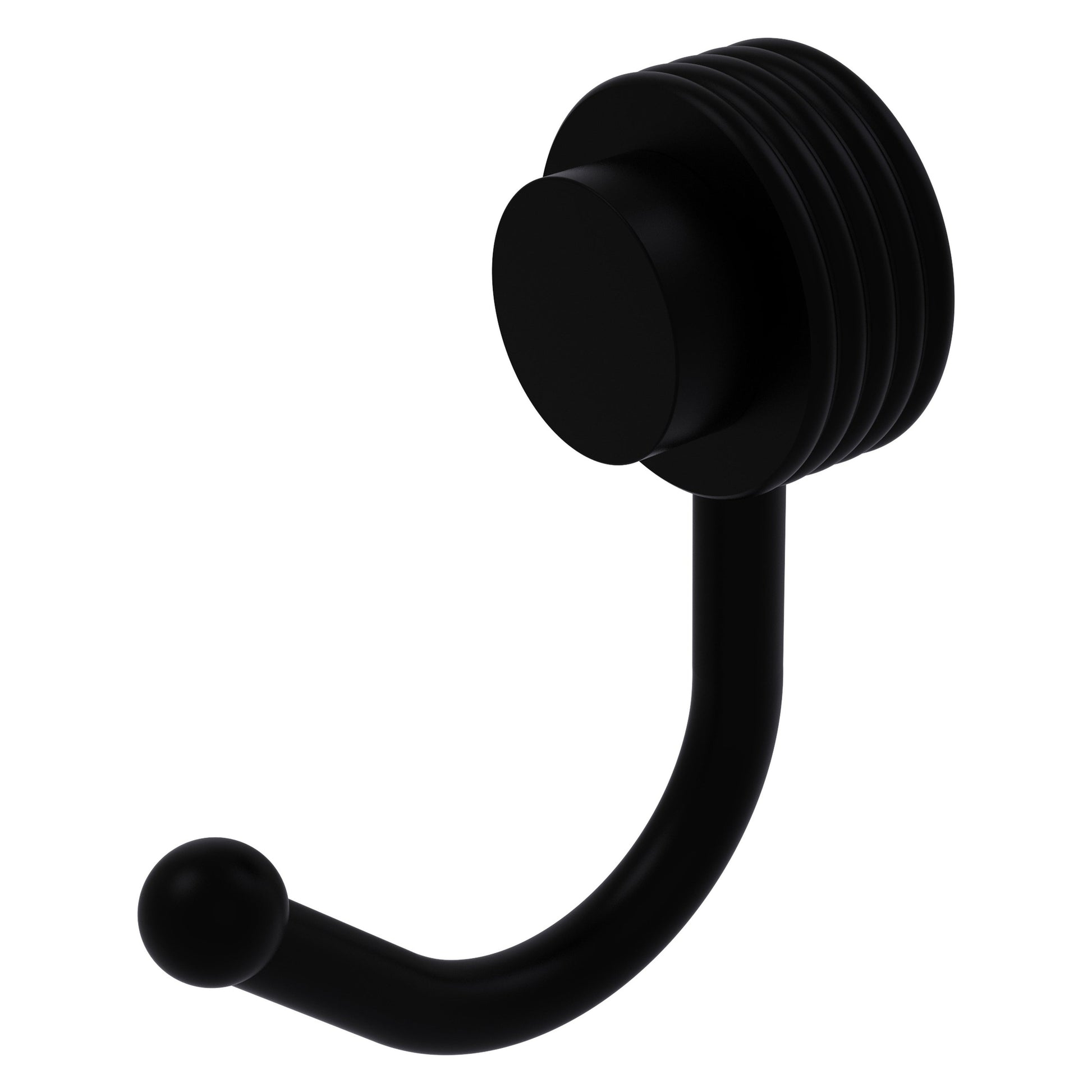 Allied Brass Venus 1.5" x 2.83" Matte Black Solid Brass Robe Hook With Grooved Accents