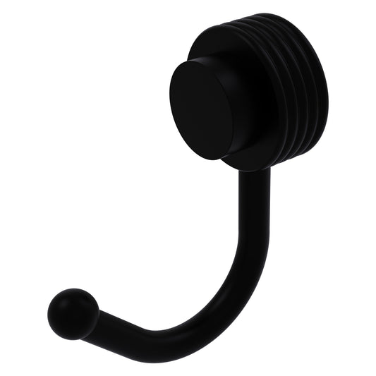 Allied Brass Venus 1.5" x 2.83" Matte Black Solid Brass Robe Hook With Grooved Accents