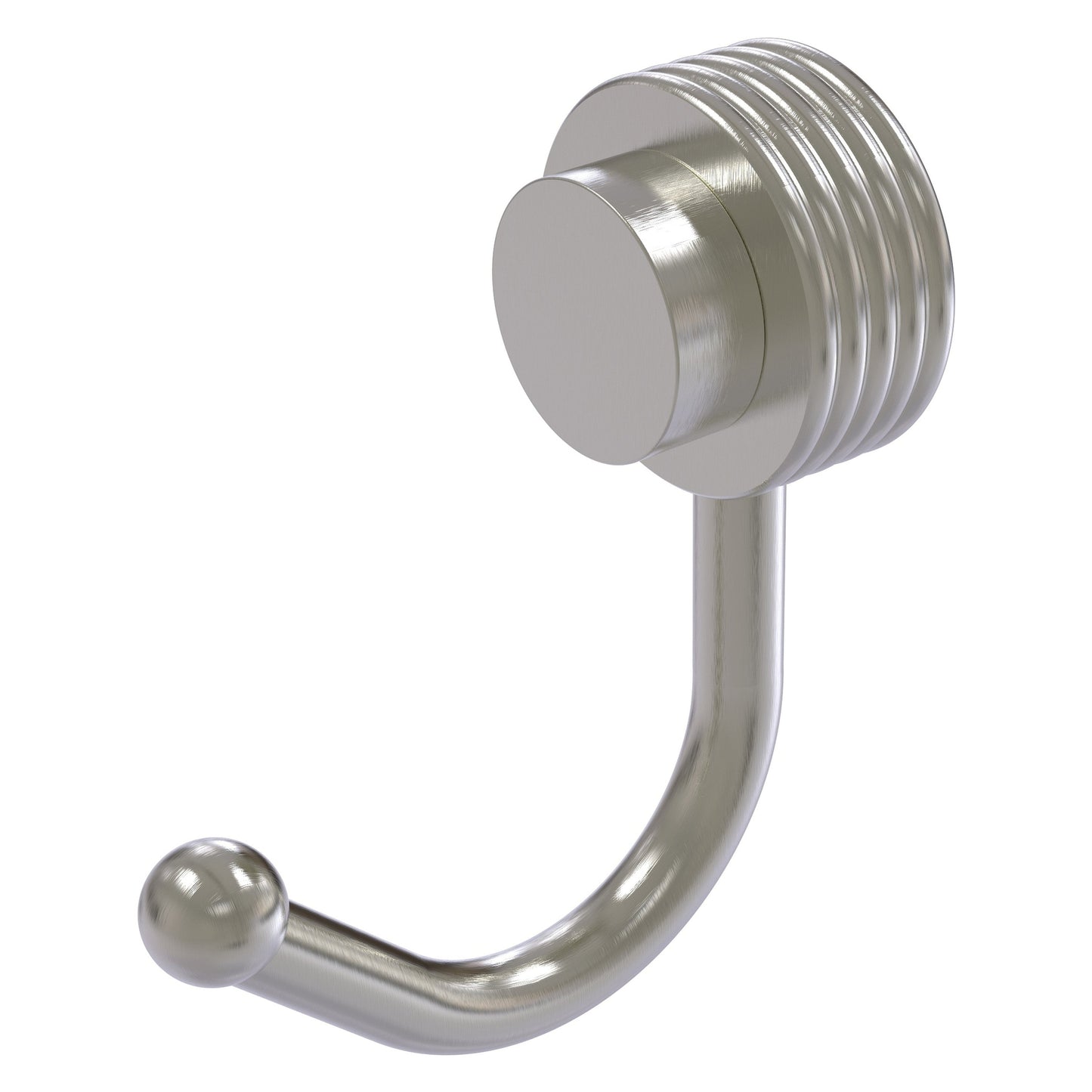 Allied Brass Venus 1.5" x 2.83" Satin Nickel Solid Brass Robe Hook With Grooved Accents