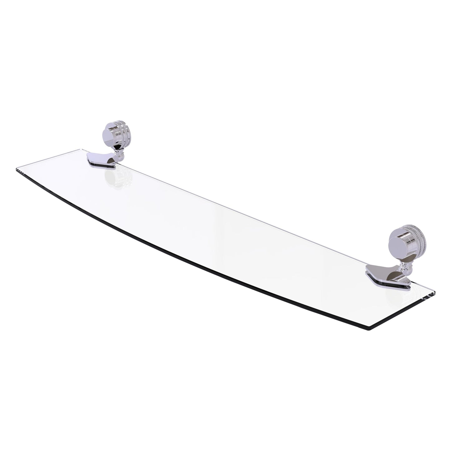 Allied Brass Venus 24" x 5" Polished Chrome Solid Brass Glass Shelf With Dotted Accents