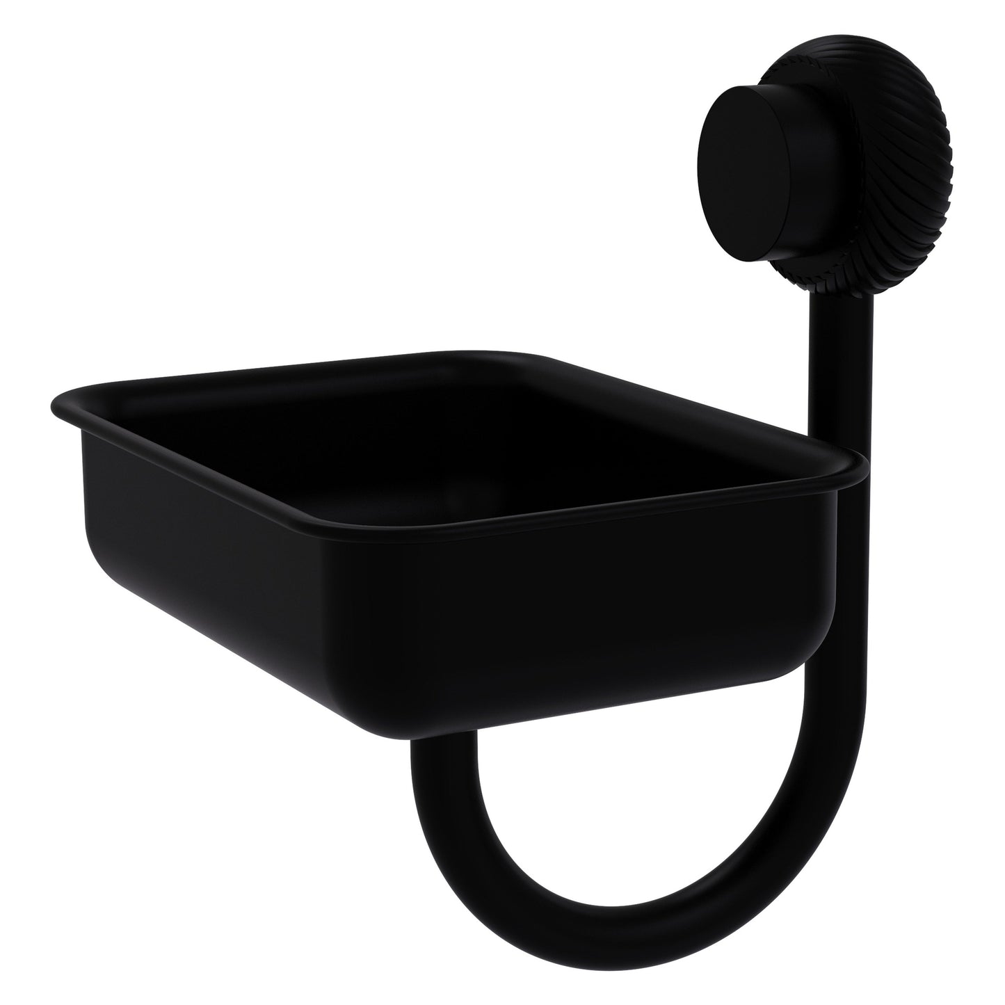 Allied Brass Venus 5" Matte Black Solid Brass Wall-Mounted Soap Dish With Twisted Accents