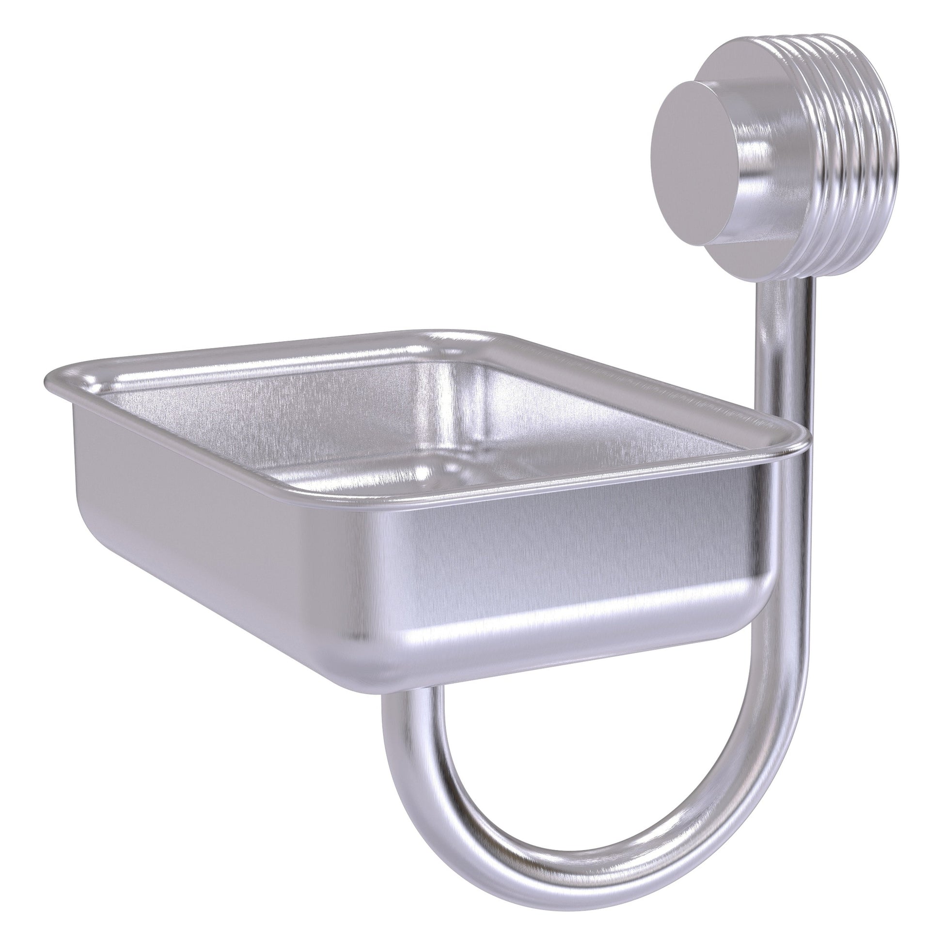 Allied Brass Venus 5" Satin Chrome Solid Brass Wall-Mounted Soap Dish With Grooved Accents