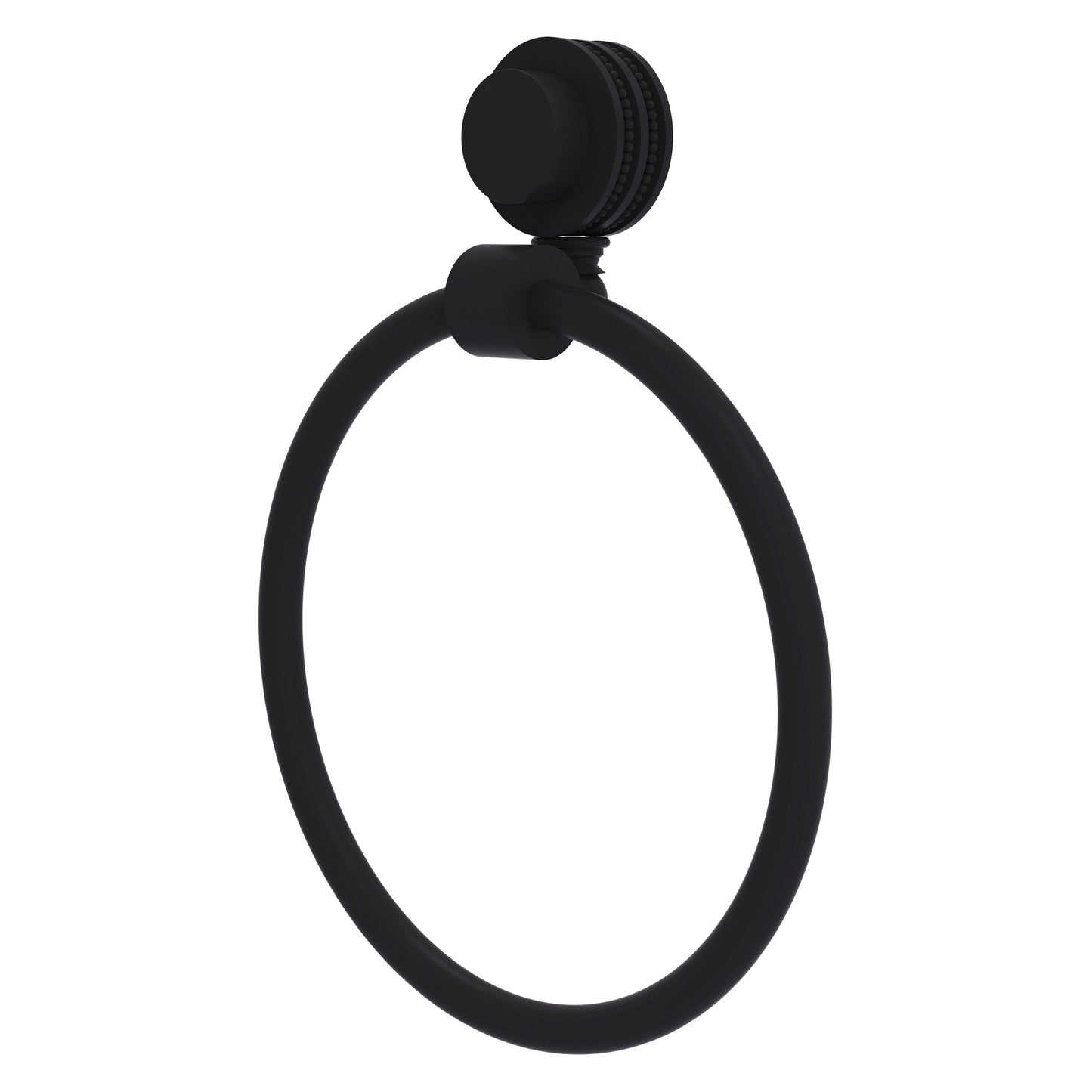 Allied Brass Venus 6" Matte Black Solid Brass Towel Ring With Dotted Accent