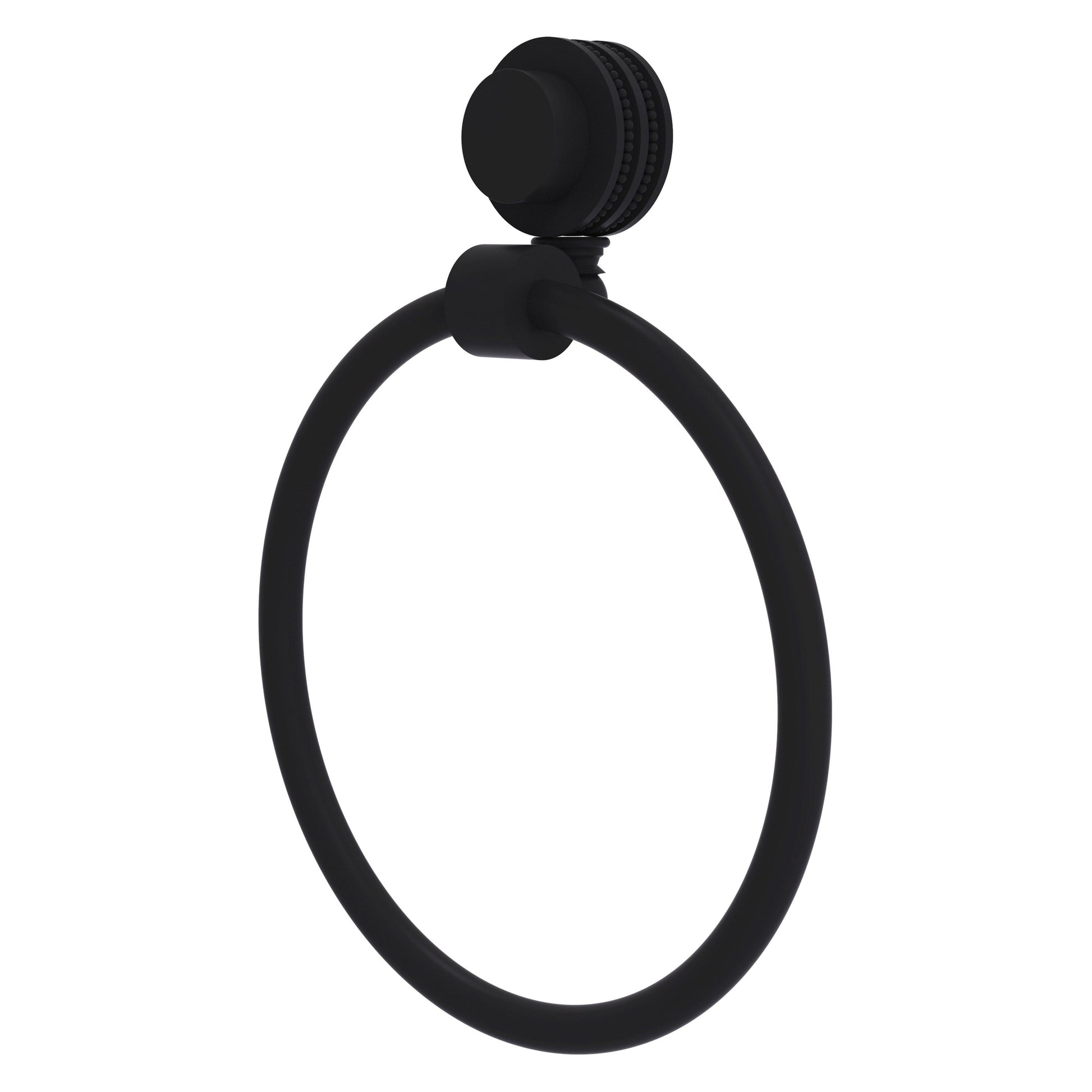 Allied Brass Venus 6" Matte Black Solid Brass Towel Ring With Dotted Accent