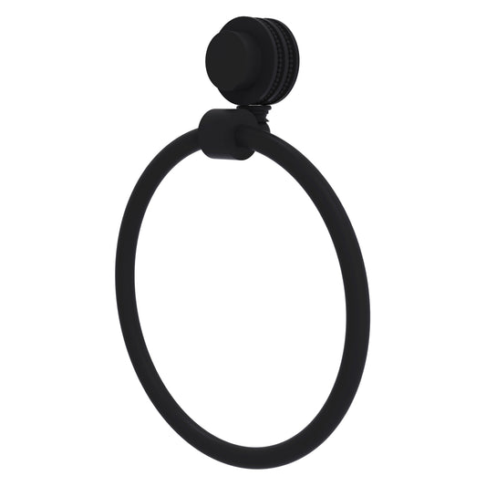 Allied Brass Venus 6" Matte Black Solid Brass Towel Ring With Dotted Accent