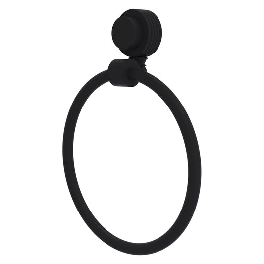Allied Brass Venus 6" Matte Black Solid Brass Towel Ring With Grooved Accent