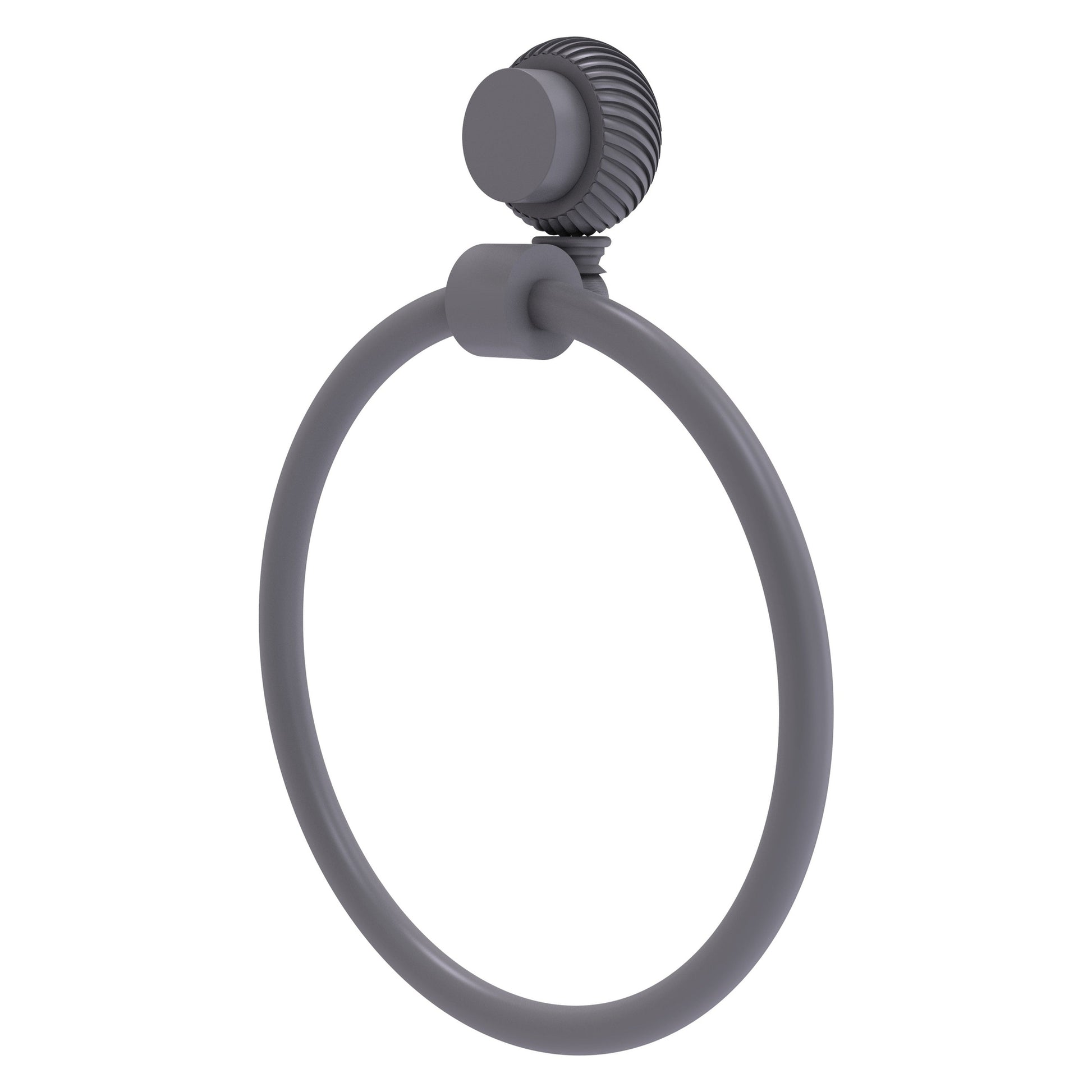 Allied Brass Venus 6" Matte Gray Solid Brass Towel Ring With Twist Accent