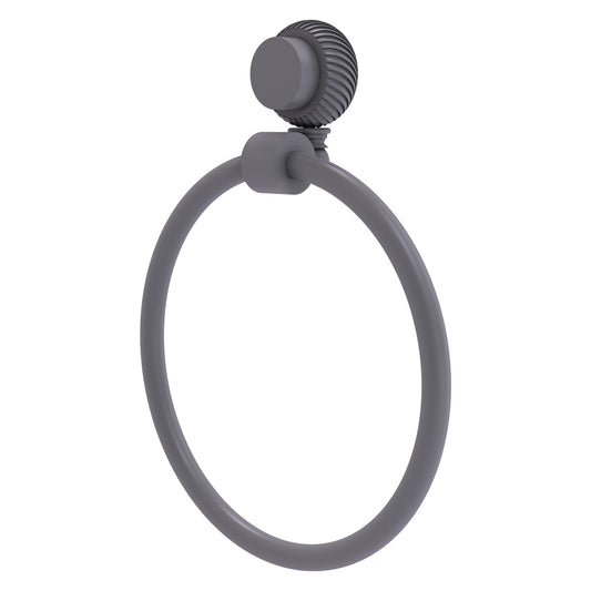 Allied Brass Venus 6" Matte Gray Solid Brass Towel Ring With Twist Accent