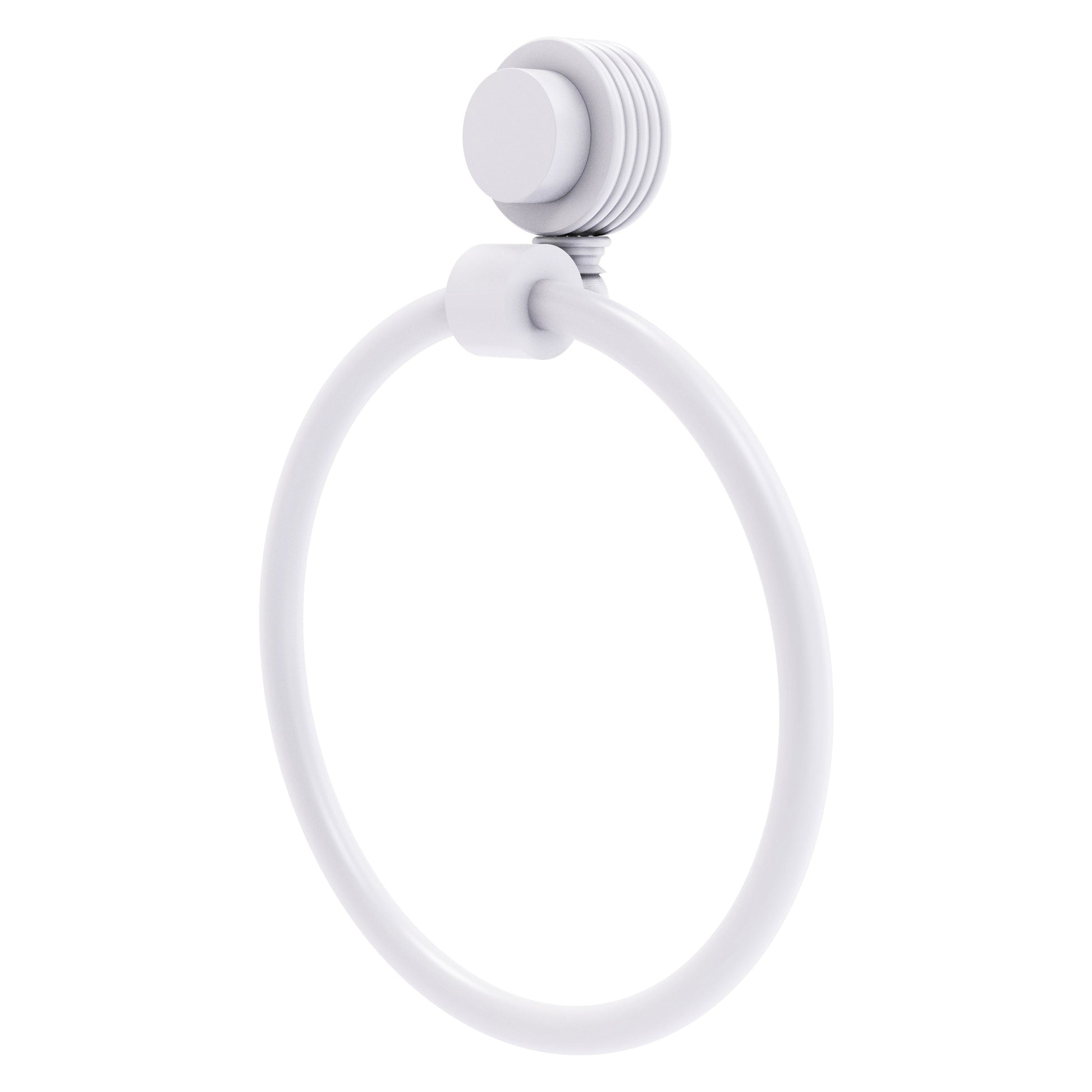 Allied Brass Venus 6" Matte White Solid Brass Towel Ring With Grooved Accent