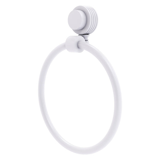 Allied Brass Venus 6" Matte White Solid Brass Towel Ring With Grooved Accent