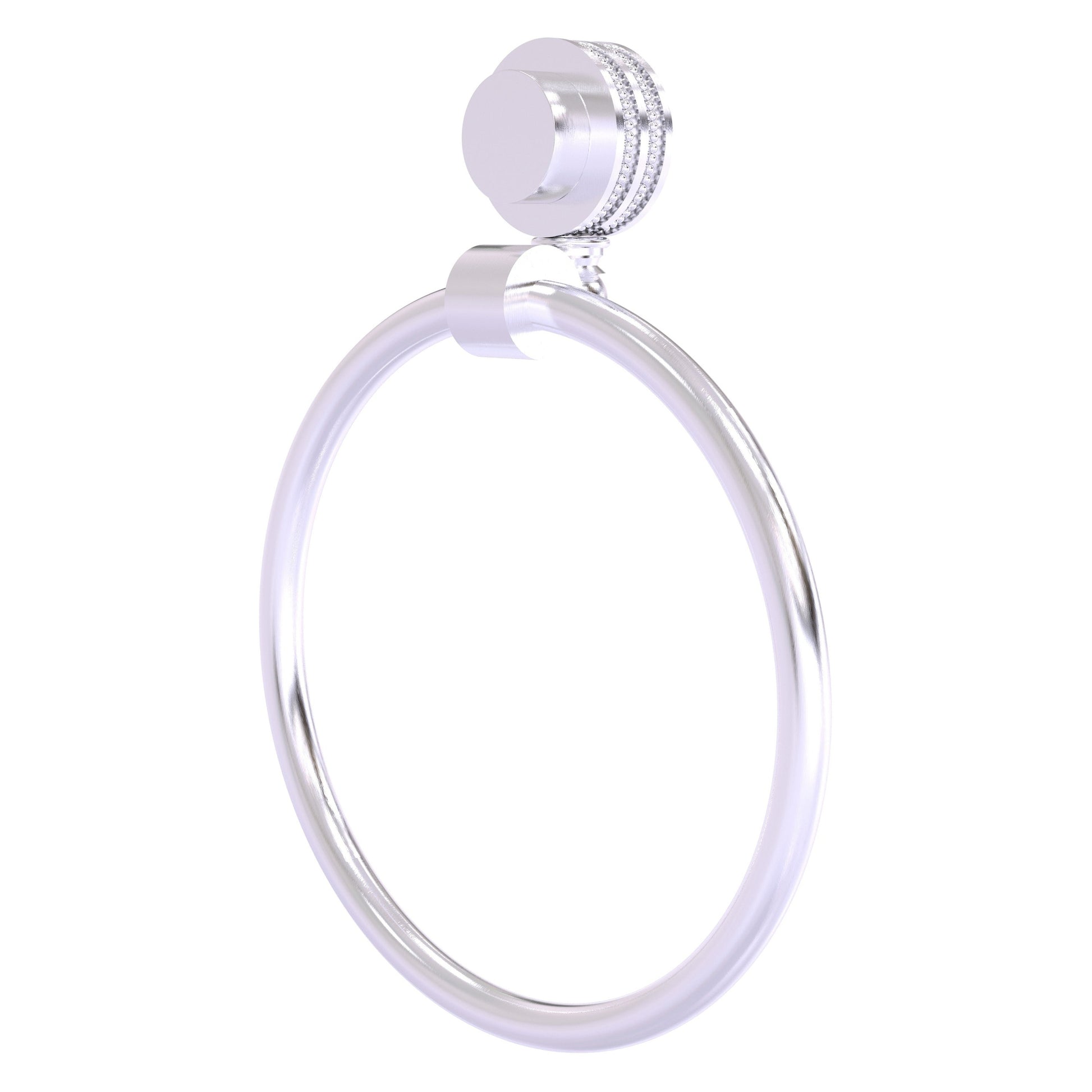 Allied Brass Venus 6" Satin Chrome Solid Brass Towel Ring With Dotted Accent