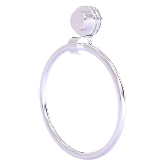 Allied Brass Venus 6" Satin Chrome Solid Brass Towel Ring With Dotted Accent