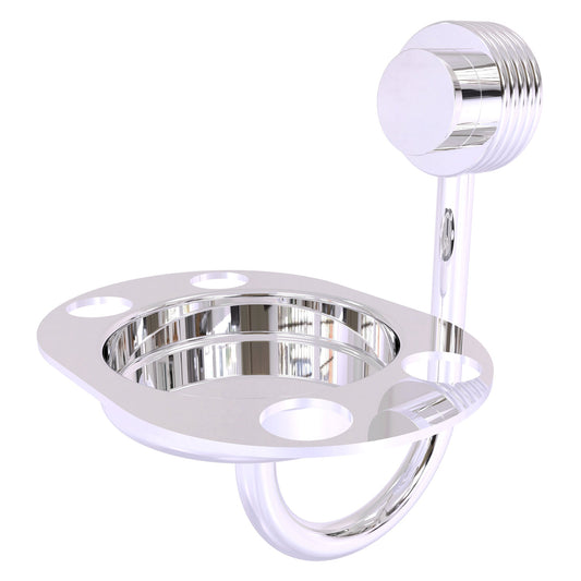 Allied Brass Venus 6" x 4" Polished Chrome Solid Brass Tumbler and Toothbrush Holder With Grooved Accents
