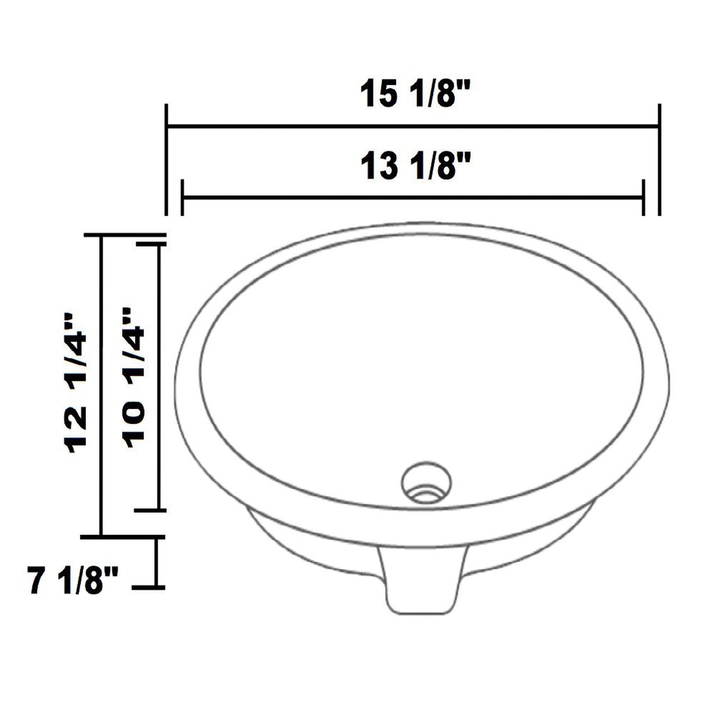 Allora USA 15.125" X 12.25" Vitreous China Biscuit Oval Porcelain Undermount Sink With Overflow