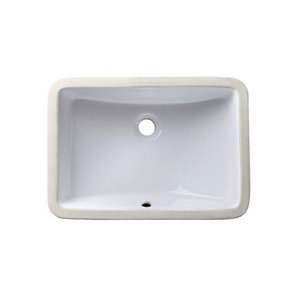 Allora USA 17.5" X 13.625" White Vitreous China Rectangular Undermount Sink With Overflow