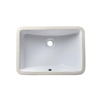 Allora USA 18" X 14" White Vitreous China Rectangular Porcelain Undermount Sink With Overflow