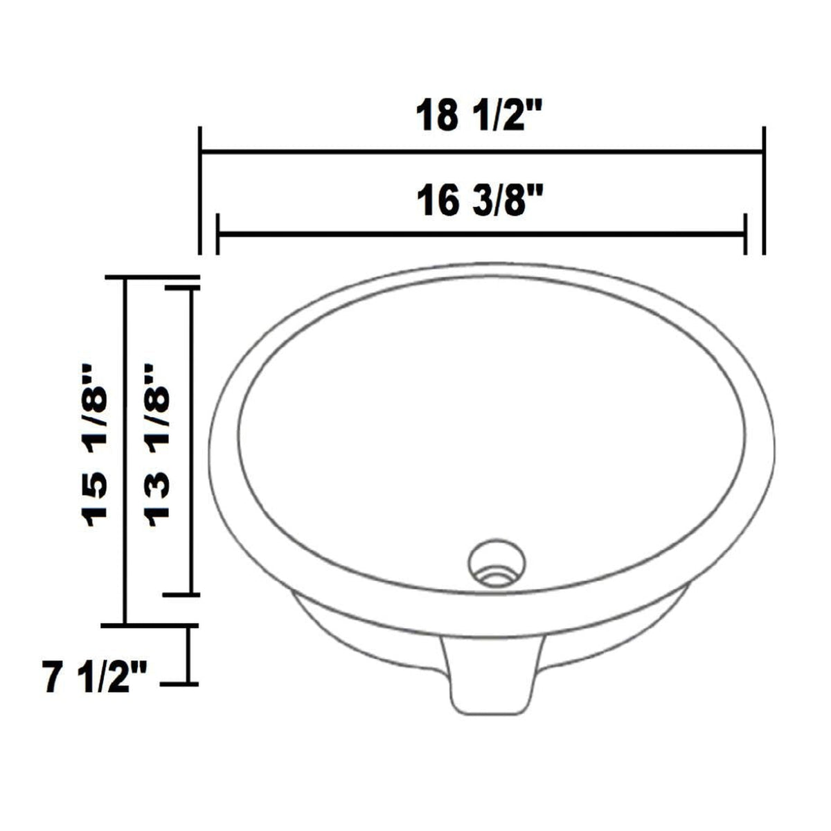 Allora USA 18.5" X 15.125" Vitreous China White Oval Porcelain Undermount Sink with Overflow