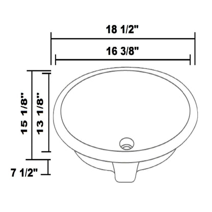 Allora USA 18.5" X 15.125" Vitreous China White Oval Porcelain Undermount Sink with Overflow