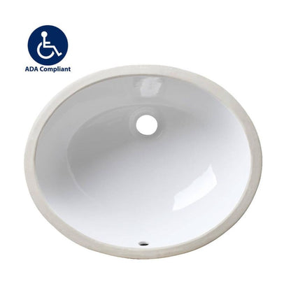 Allora USA 19.5" X 16" ADA Compliant Ceramic White Oval Undermount Sink With Overflow