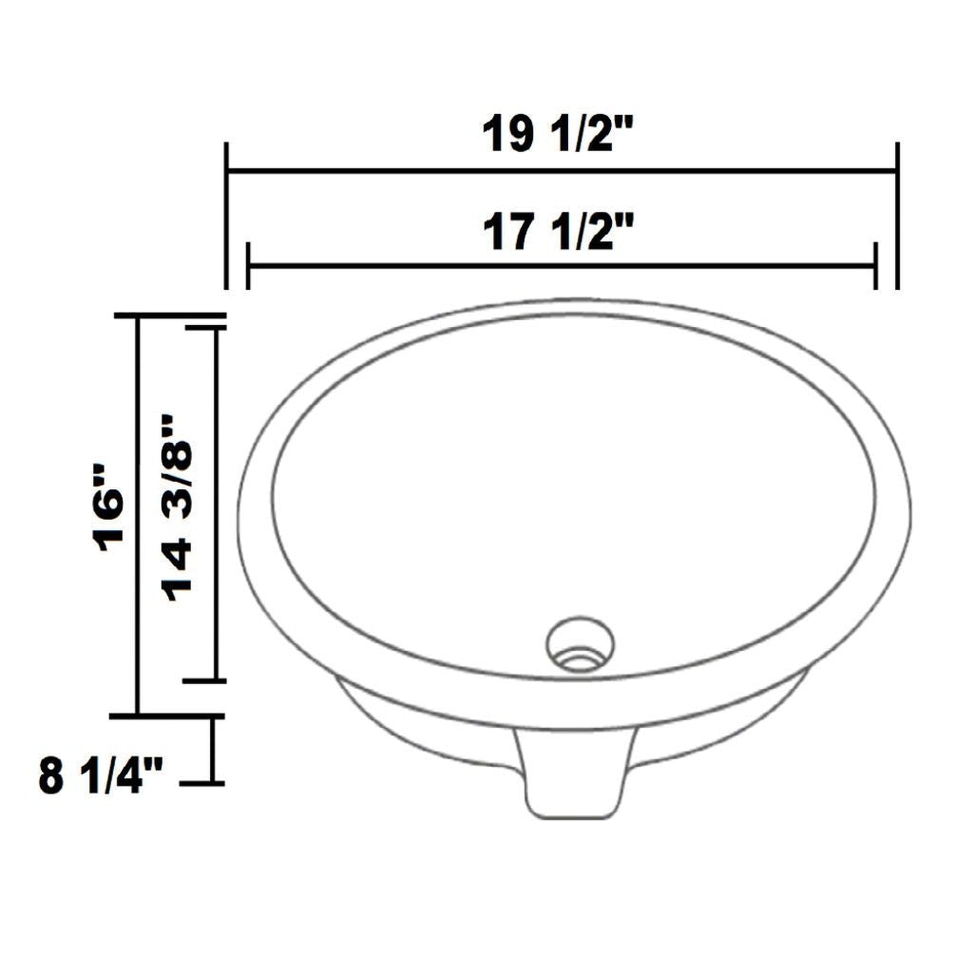 Allora USA 19.5" X 16" Vitreous China Biscuit Oval Porcelain Undermount Sink with Overflow