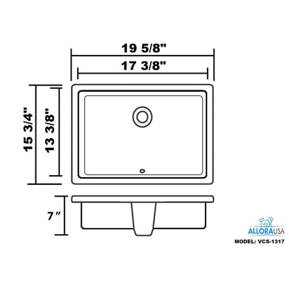 Allora USA 19.625" X 15.75" White Vitreous China White Rectangular Undermount Sink with Overflow